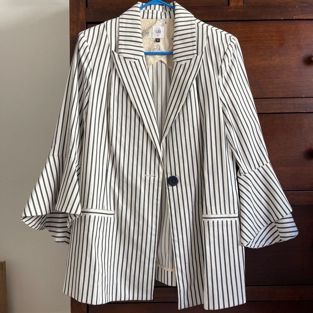 CAbi Striped Blazer with Horse Print Lining